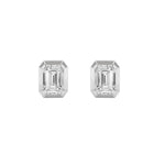 3Cttw Emerald Shaped Lab Grown Diamond (F/VS) Sud Earrings in 14K Gold