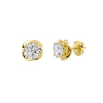 2Cttw Round Shaped Lab Grown Diamond (F/VS) Stud Earrings in 14K Gold
