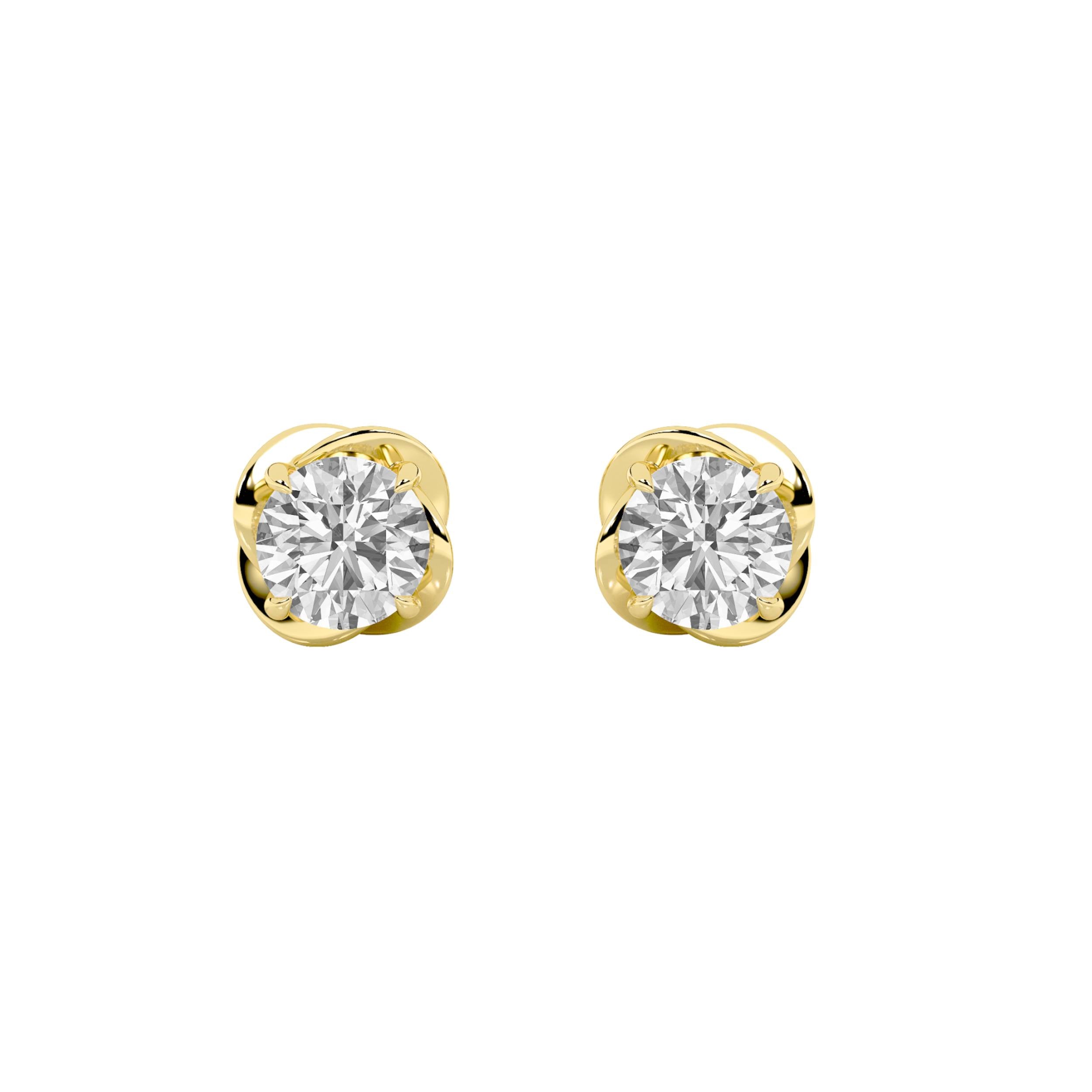 2Cttw Round Shaped Lab Grown Diamond (F/VS) Stud Earrings in 14K Gold