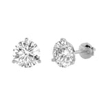 2Cttw Round Shaped Lab Grown Diamond (G/VS) Three Prong Martini Stud Earrings in 14K  White Gold