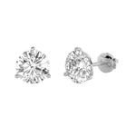 5Cttw Round Shaped Lab Grown Diamond (G/VS) Three Prong Martini Stud Earrings in 14K  White Gold