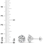 5Cttw Round Shaped Lab Grown Diamond (G/VS) Three Prong Martini Stud Earrings in 14K  White Gold