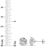 5Cttw Round Shaped Lab Grown Diamond (G/VS) Three Prong Martini Stud Earrings in 14K  White Gold