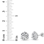 6Cttw Round Shaped Lab Grown Diamond (G/VS) Three Prong Martini Stud Earrings in 14K  White Gold