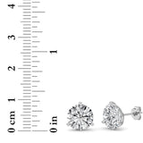 6Cttw Round Shaped Lab Grown Diamond (G/VS) Three Prong Martini Stud Earrings in 14K  White Gold