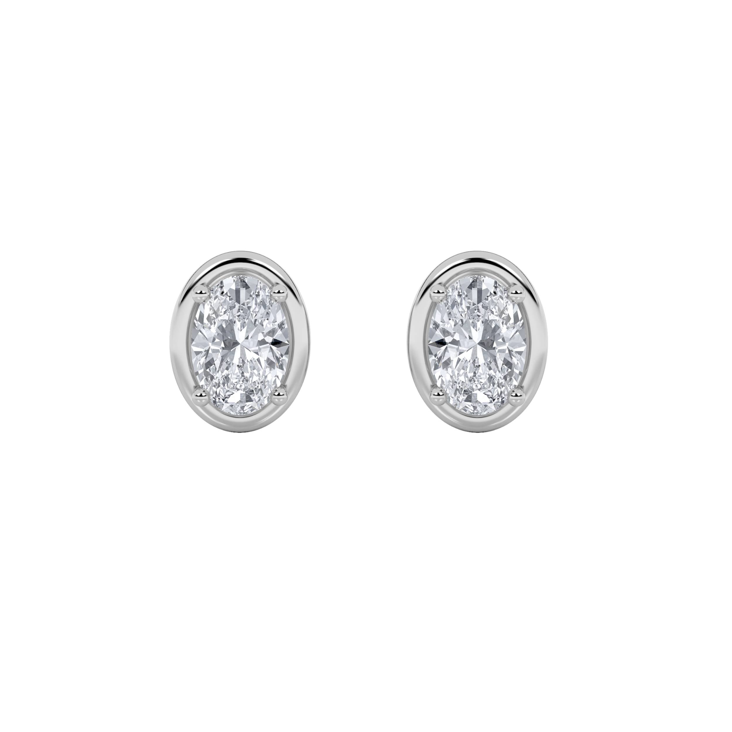 2Cttw Oval Shaped Lab Grown Diamond (F/VS) Stud Earrings in 14K Gold