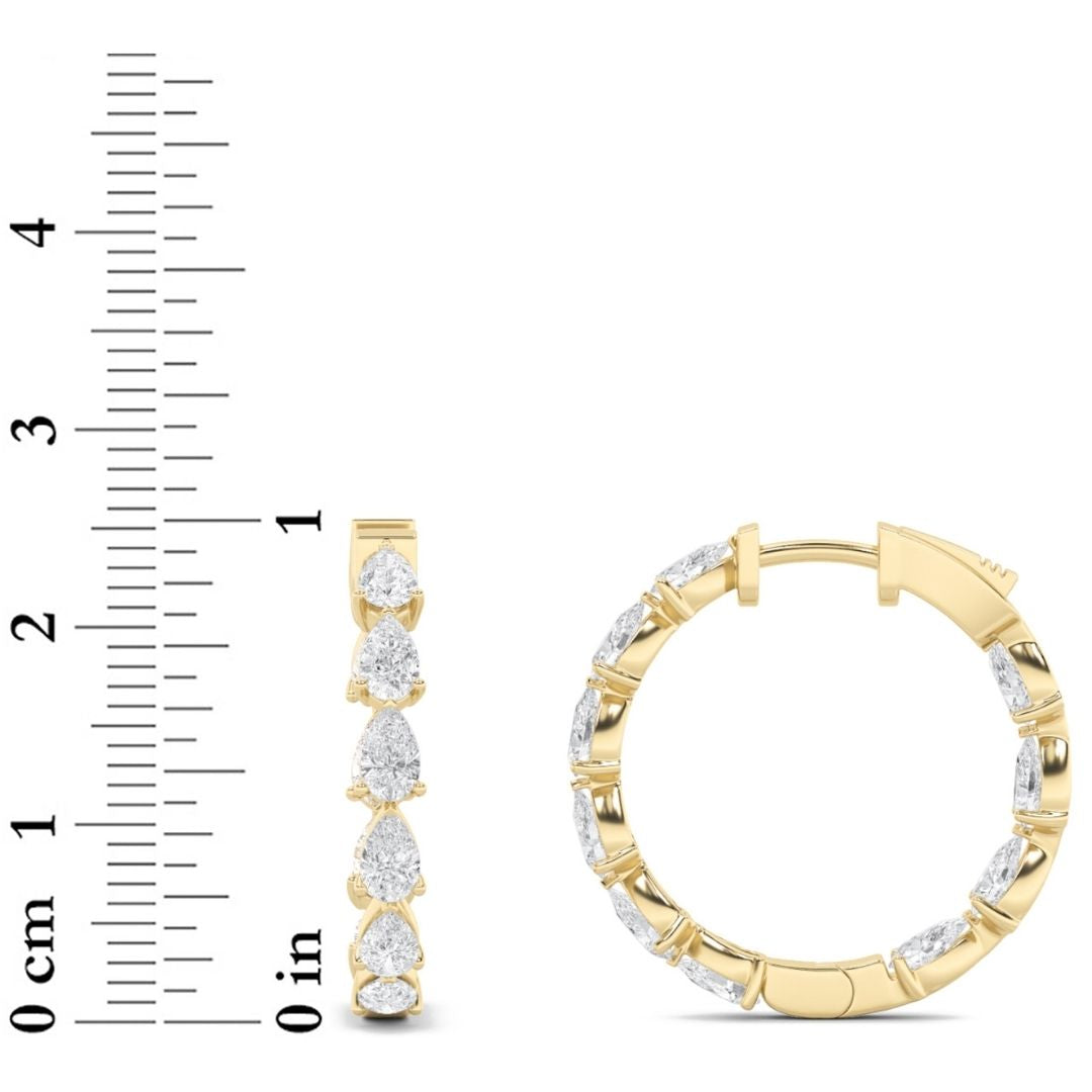 4Cttw Pear Shaped Lab Grown Diamond (F/VS)  Earrings in 14K Gold