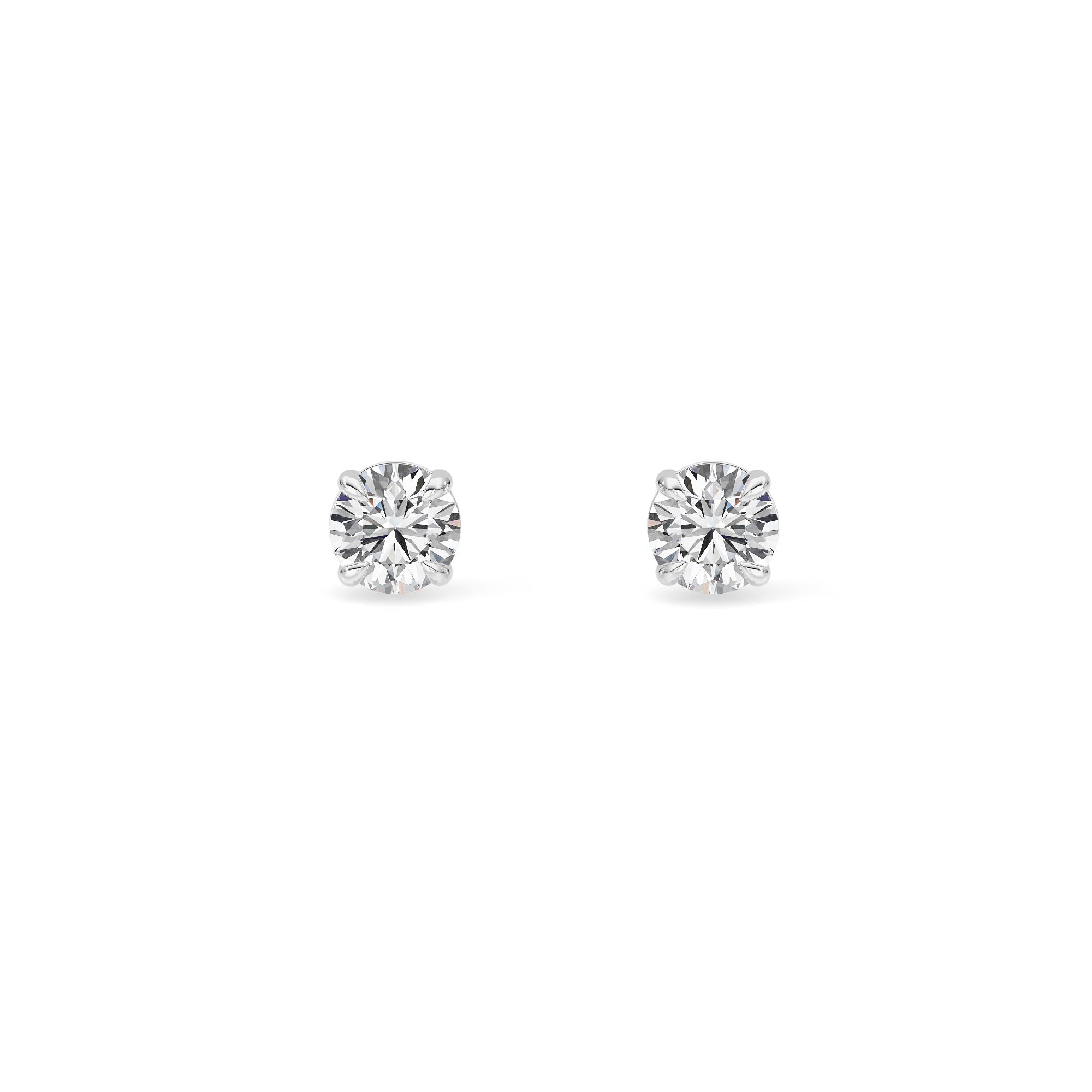 0.5Cttw Round Shaped Lab Grown Diamond 4 Prong Stud Earrings in 14K Gold (F/VS)