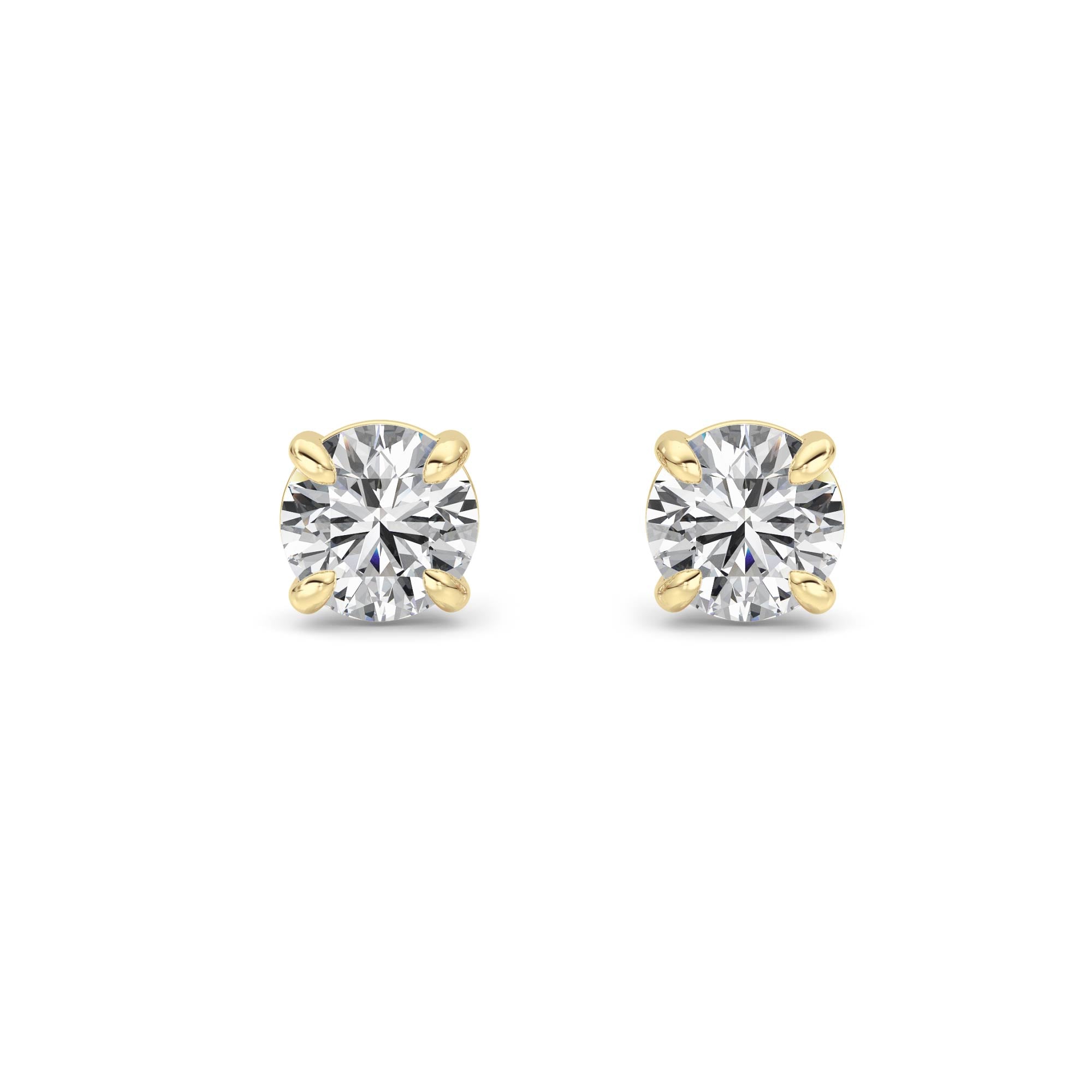 1Cttw Round Shaped Lab Grown Diamond 4 Prong Stud Earrings in 14K Gold (F/VS)
