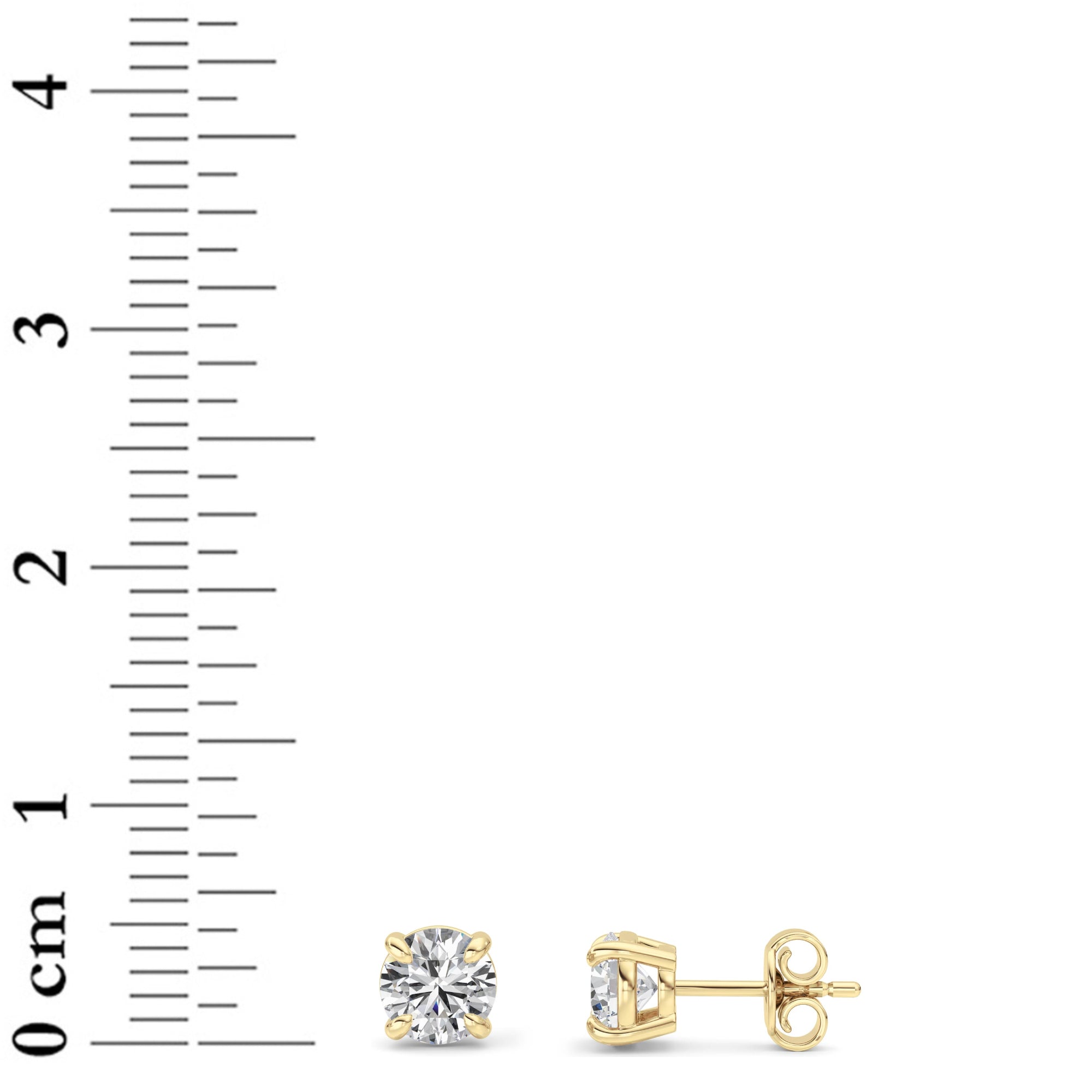 1Cttw Round Shaped Lab Grown Diamond 4 Prong Stud Earrings in 14K Gold (F/VS)