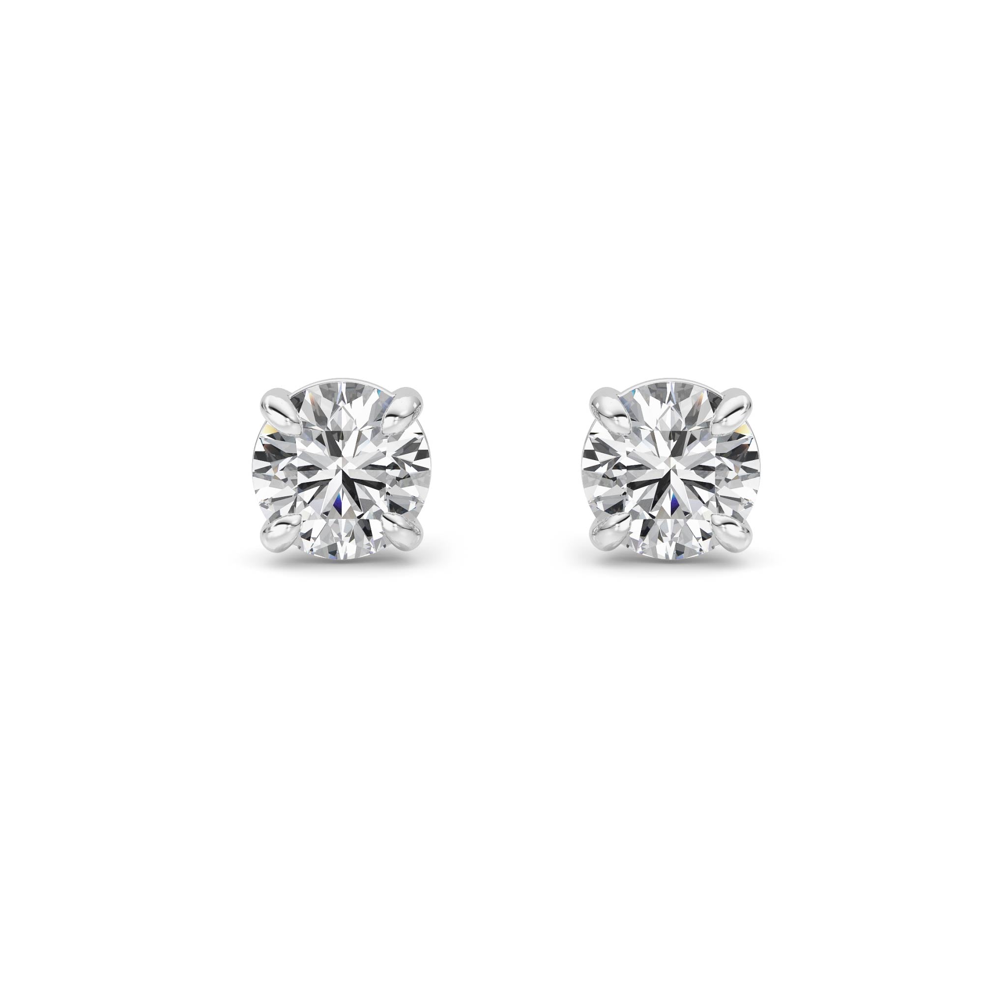 2Cttw Round Shaped Lab Grown Diamond 4 Prong Stud Earrings in 14K Gold (F/VS)