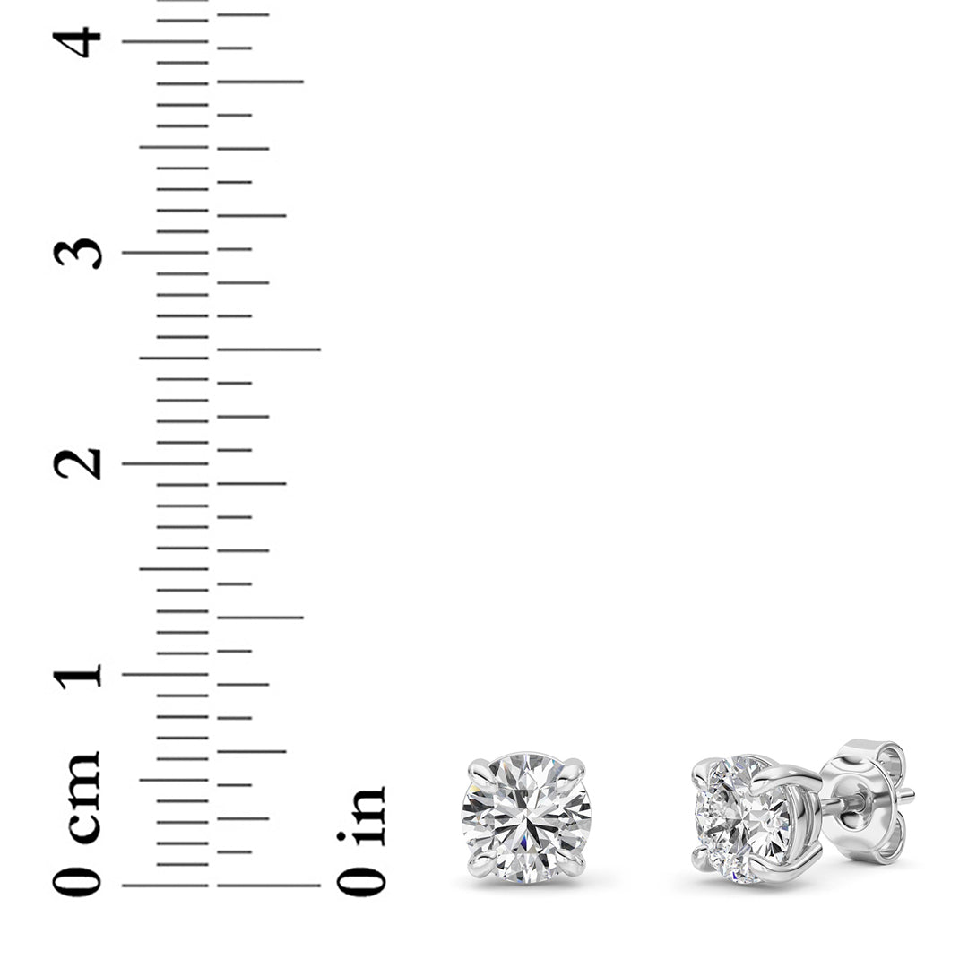 2Cttw Round Shaped Lab Grown Diamond 4 Prong Stud Earrings in 14K Gold (F/VS)