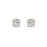 3Cttw Round Shaped Lab Grown Diamond 4 Prong Stud Earrings in 14K Gold (F/VS)