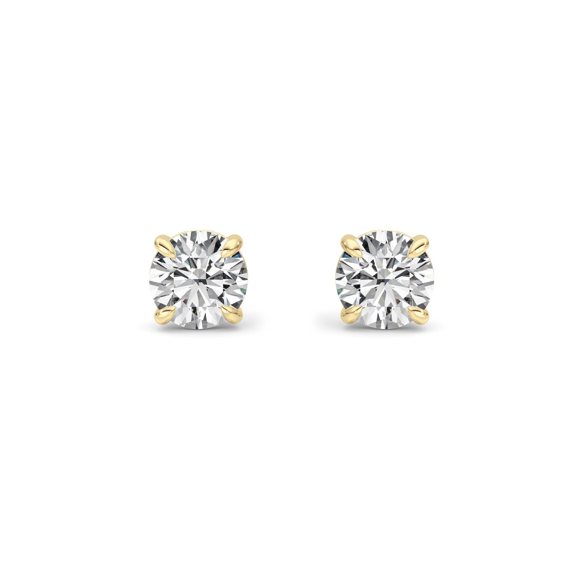 3Cttw Round Shaped Lab Grown Diamond 4 Prong Stud Earrings in 14K Gold (F/VS)