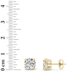 3Cttw Round Shaped Lab Grown Diamond 4 Prong Stud Earrings in 14K Gold (F/VS)