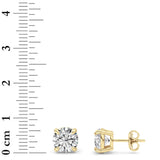 3Cttw Round Shaped Lab Grown Diamond 4 Prong Stud Earrings in 14K Gold (F/VS)