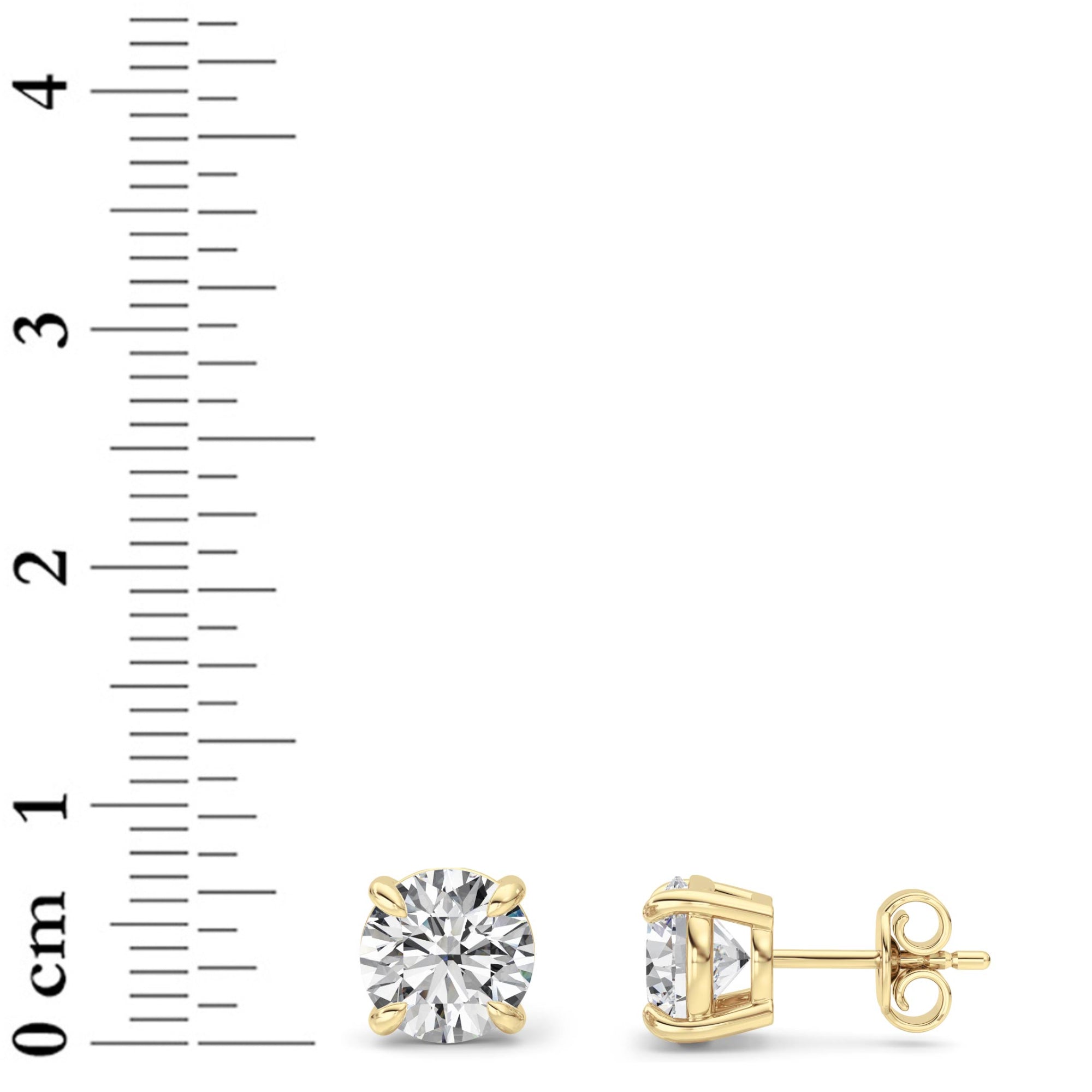3Cttw Round Shaped Lab Grown Diamond 4 Prong Stud Earrings in 14K Gold (F/VS)