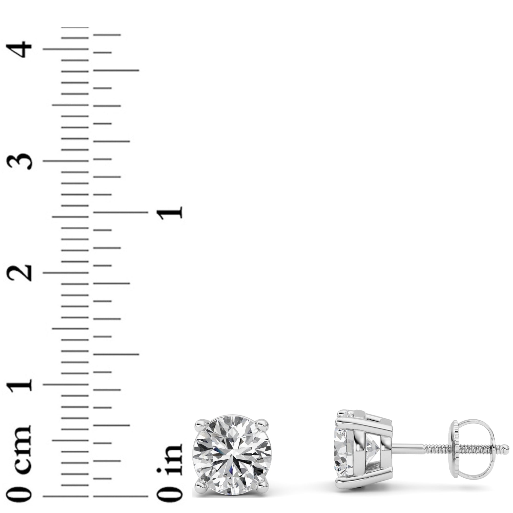 3Cttw Round Shaped Lab Grown Diamond (F/VS) Stud Earrings in 14K Gold