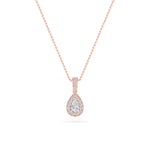 0.75Cttw Pear Shaped Lab Grown Diamond (F/VS) Halo Pendant in 14K Gold