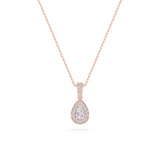 0.75Cttw Pear Shaped Lab Grown Diamond (F/VS) Halo Pendant in 14K Gold