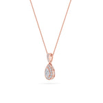 0.75Cttw Pear Shaped Lab Grown Diamond (F/VS) Halo Pendant in 14K Gold