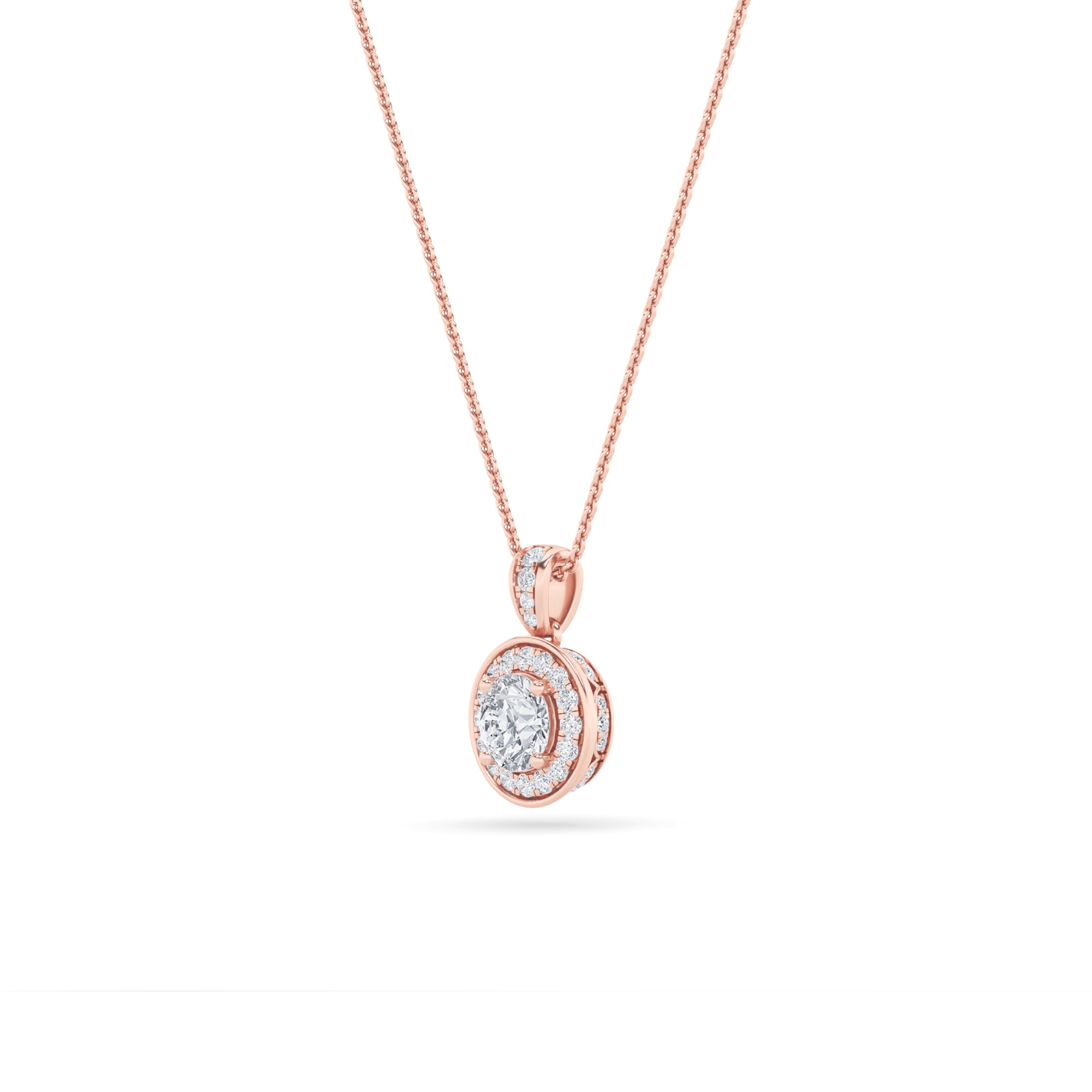 0.75Cttw Round Shaped Lab Grown Diamond (F/VS) Halo Pendant in 14K Gold