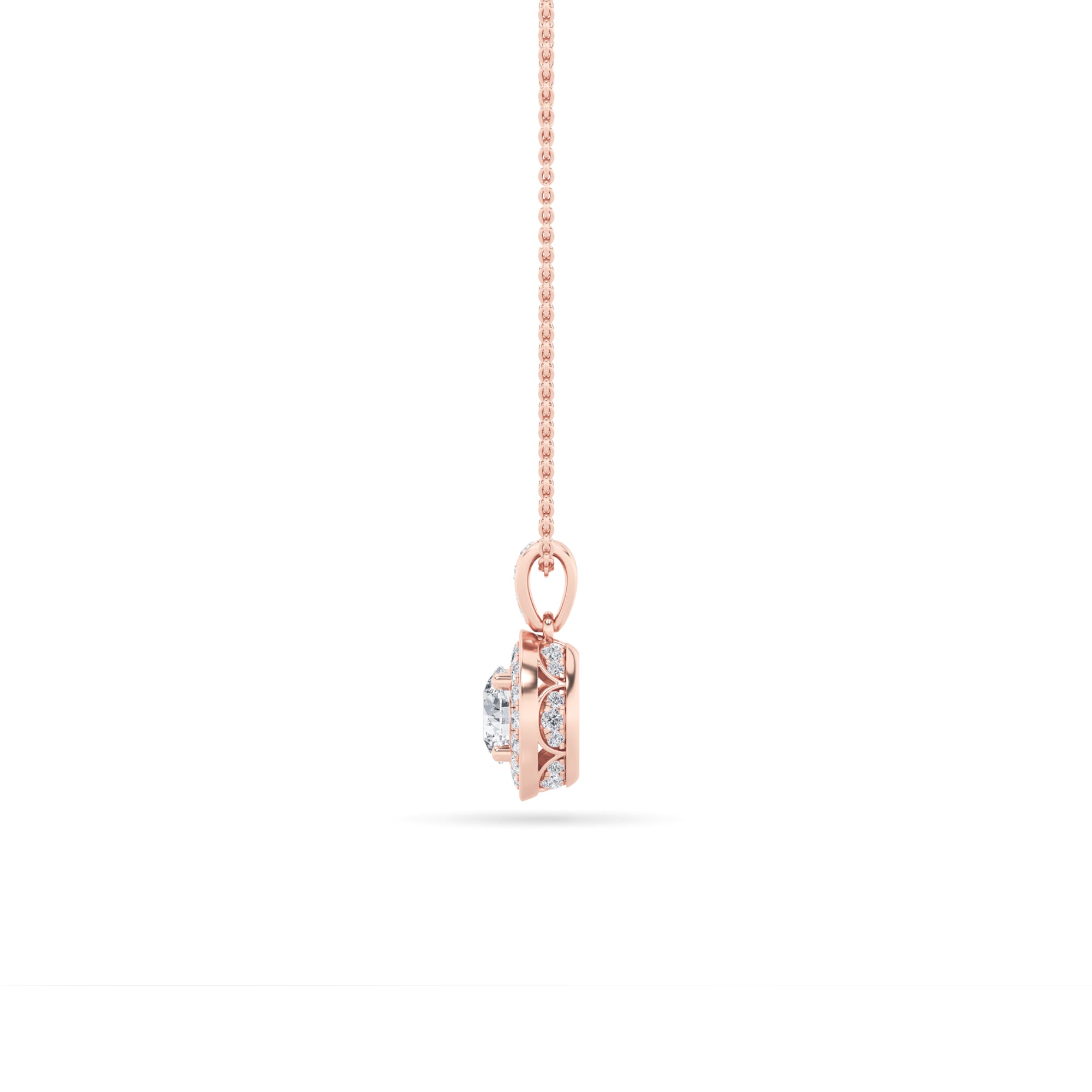 0.75Cttw Round Shaped Lab Grown Diamond (F/VS) Halo Pendant in 14K Gold