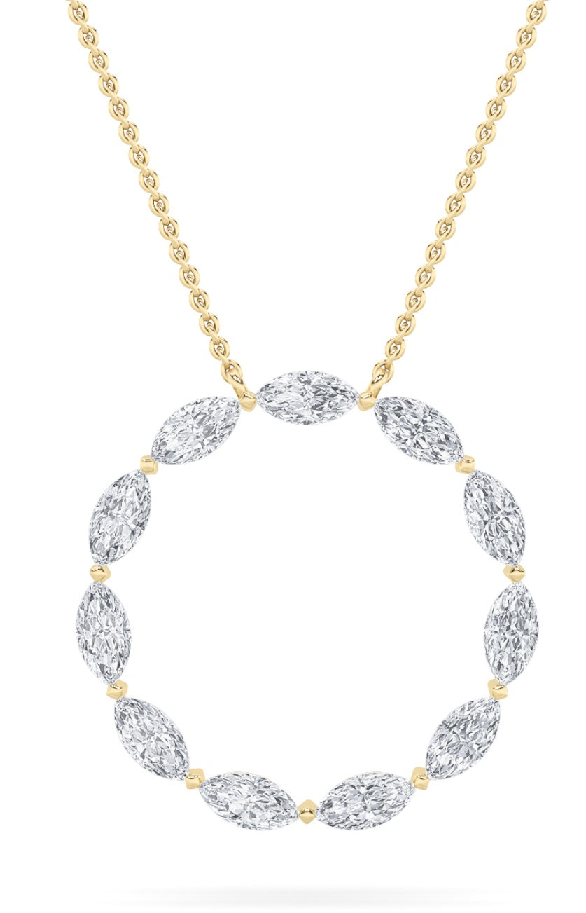 2.25Cttw Marquise Shaped Lab Grown Diamond (F/VS) Circle Necklace in 14K Gold