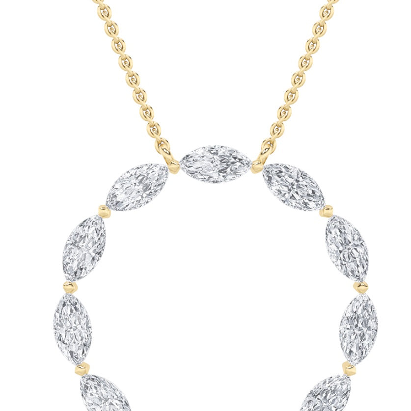 2.25Cttw Marquise Shaped Lab Grown Diamond (F/VS) Circle Necklace in 14K Gold