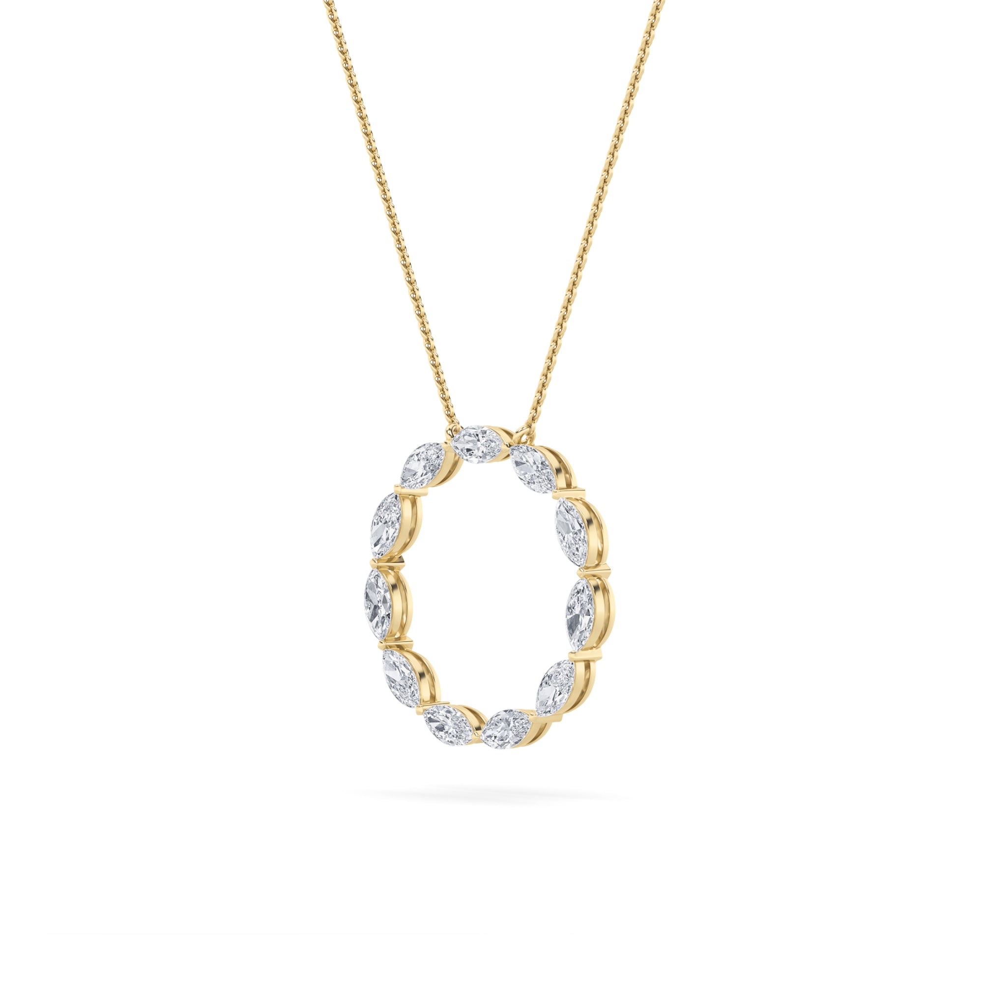 2.25Cttw Marquise Shaped Lab Grown Diamond (F/VS) Circle Necklace in 14K Gold
