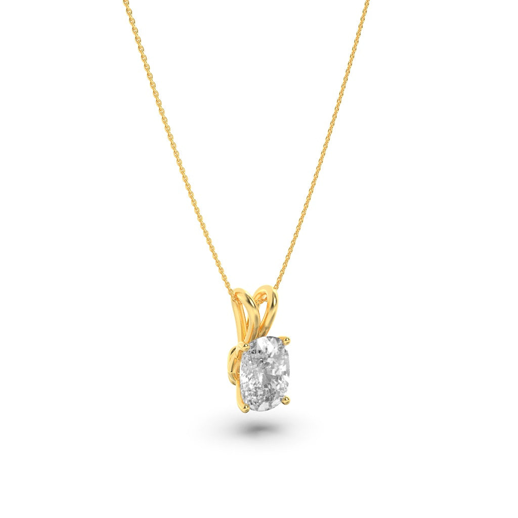 1Cttw Elongated Cushion Shaped Lab Grown Diamond (F/VS) Split Bale Solitaire Pendant in 14K Gold