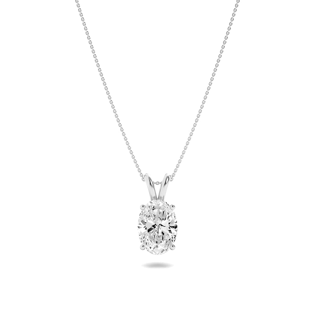 3Cttw Oval Shaped Lab Grown Diamond (F/VS) Split Bale Solitaire Pendant in 14K Gold