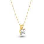 2Cttw Princess Shaped Lab Grown Diamond (F/VS) Split Bale Solitaire Pendant in 14K Gold