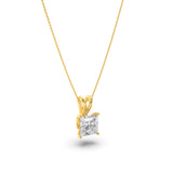 2Cttw Princess Shaped Lab Grown Diamond (F/VS) Split Bale Solitaire Pendant in 14K Gold