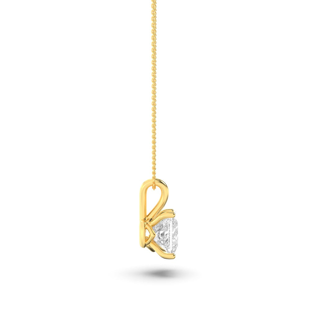 2Cttw Princess Shaped Lab Grown Diamond (F/VS) Split Bale Solitaire Pendant in 14K Gold