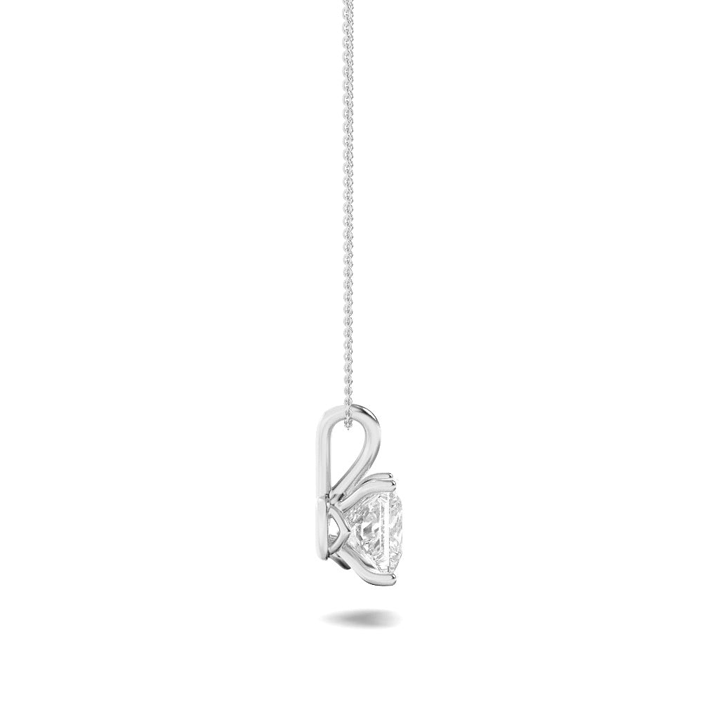 3Cttw Princess Shaped Lab Grown Diamond (F/VS) Split Bale Solitaire Pendant in 14K Gold