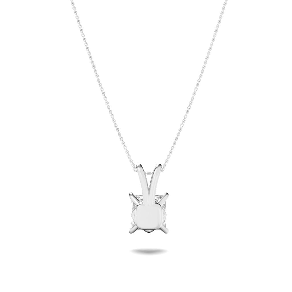 3Cttw Princess Shaped Lab Grown Diamond (F/VS) Split Bale Solitaire Pendant in 14K Gold