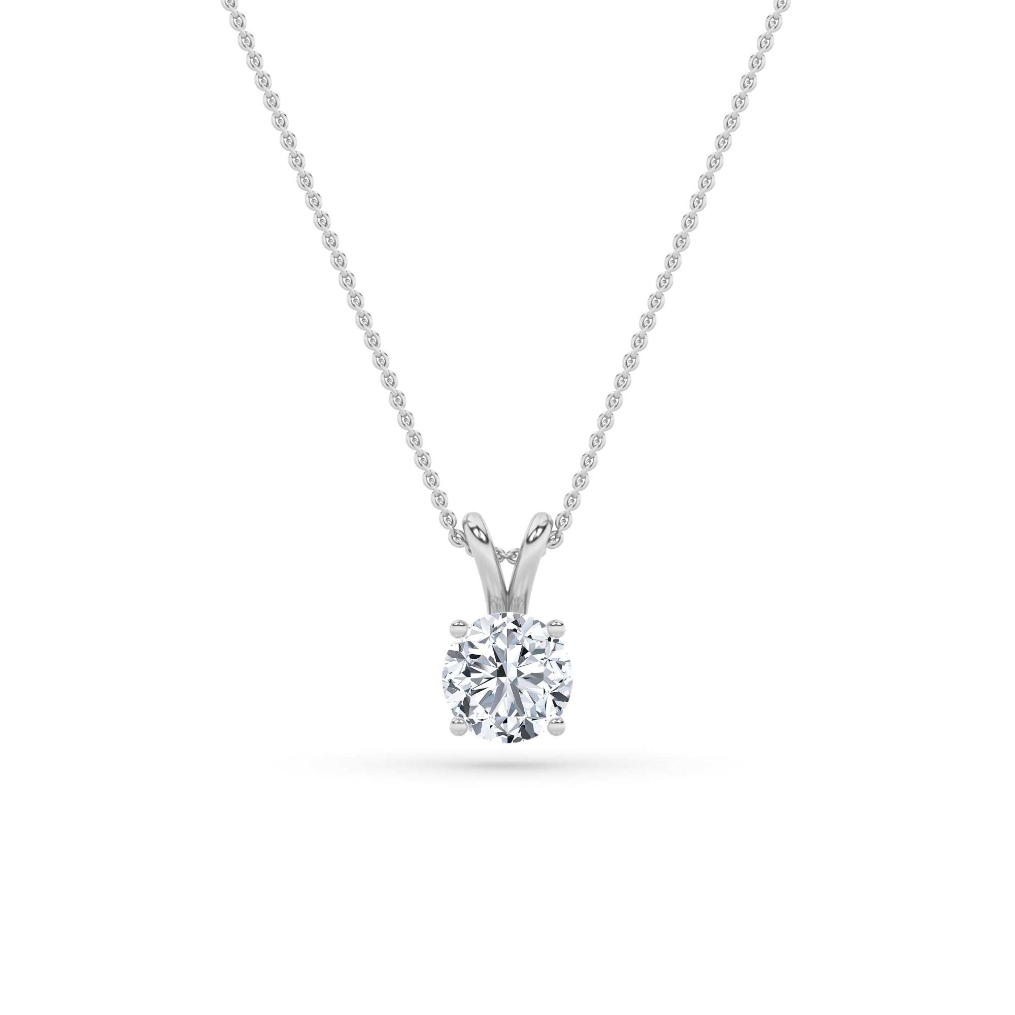 1Cttw Round Shaped Lab Grown Diamond (F/VS) Split Bale Solitaire Pendant in 14K Gold