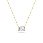 1Cttw Elongated Cushion Shaped Lab Grown Diamond (F/VS) East West Solitaire  Necklace in 14K Gold