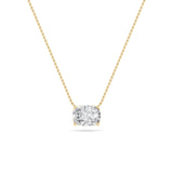 1Cttw Elongated Cushion Shaped Lab Grown Diamond (F/VS) East West Solitaire  Necklace in 14K Gold