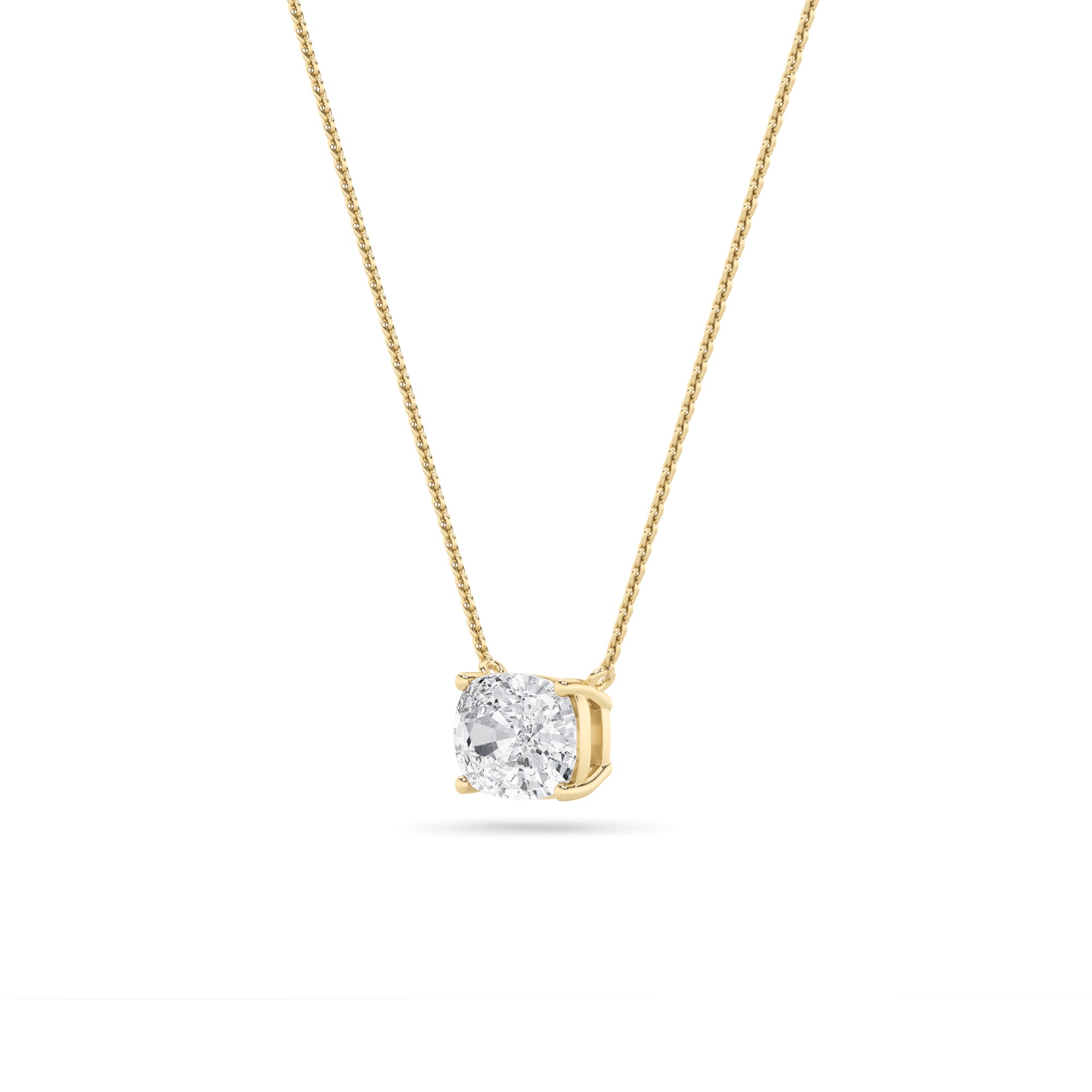 1Cttw Elongated Cushion Shaped Lab Grown Diamond (F/VS) East West Solitaire  Necklace in 14K Gold