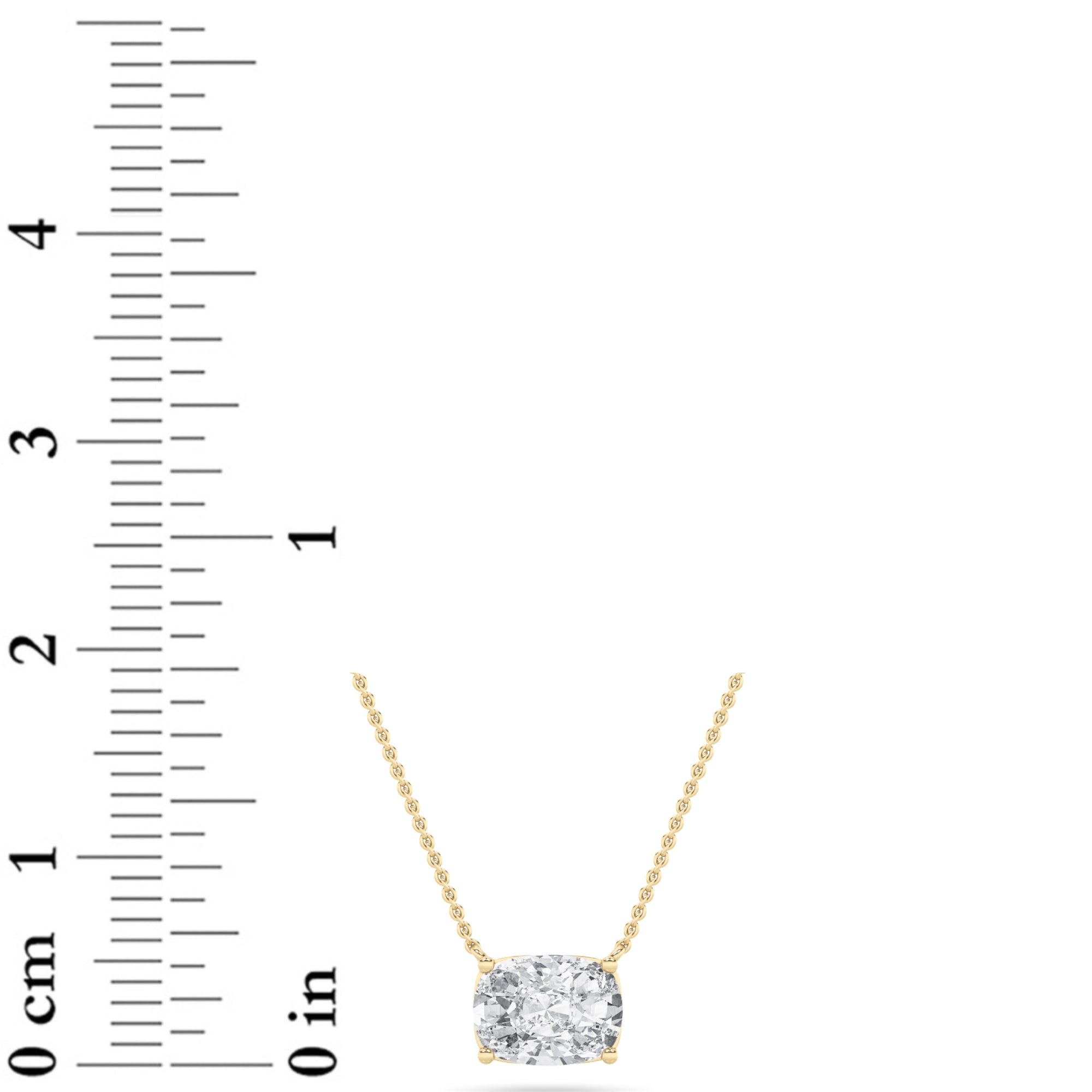 1Cttw Elongated Cushion Shaped Lab Grown Diamond (F/VS) East West Solitaire  Necklace in 14K Gold