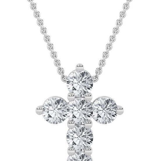 1.5Cttw Round Shaped Lab Grown Diamond (F/VS) Cross Pendant in 14K Gold