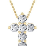 1.5Cttw Round Shaped Lab Grown Diamond (F/VS) Cross Pendant in 14K Gold