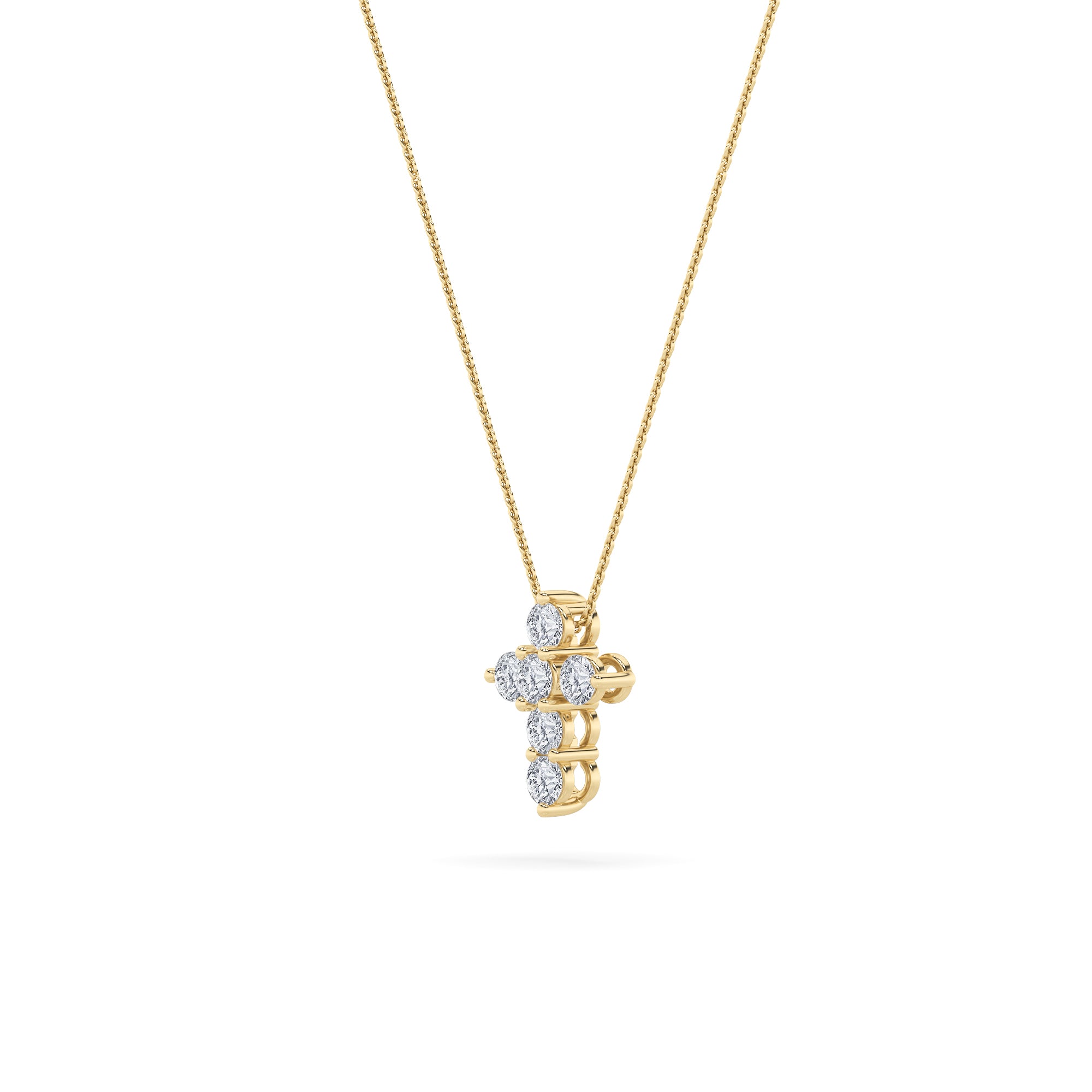 1.5Cttw Round Shaped Lab Grown Diamond (F/VS) Cross Pendant in 14K Gold