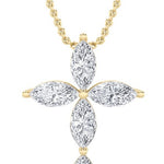 1.5Cttw Marquise Shaped Lab Grown Diamond (F/VS) Cross Pendant in 14K Gold