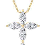 1.5Cttw Marquise Shaped Lab Grown Diamond (F/VS) Cross Pendant in 14K Gold