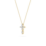1.5Cttw Marquise Shaped Lab Grown Diamond (F/VS) Cross Pendant in 14K Gold