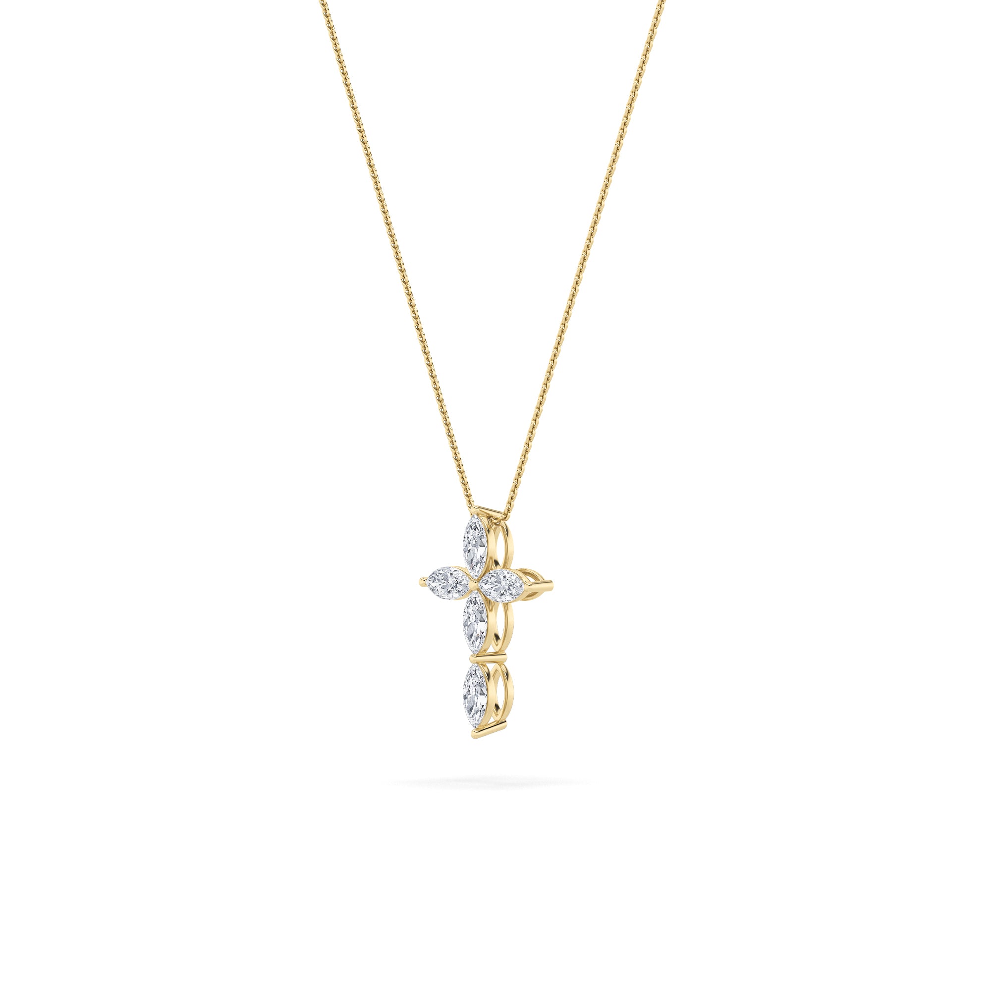 1.5Cttw Marquise Shaped Lab Grown Diamond (F/VS) Cross Pendant in 14K Gold