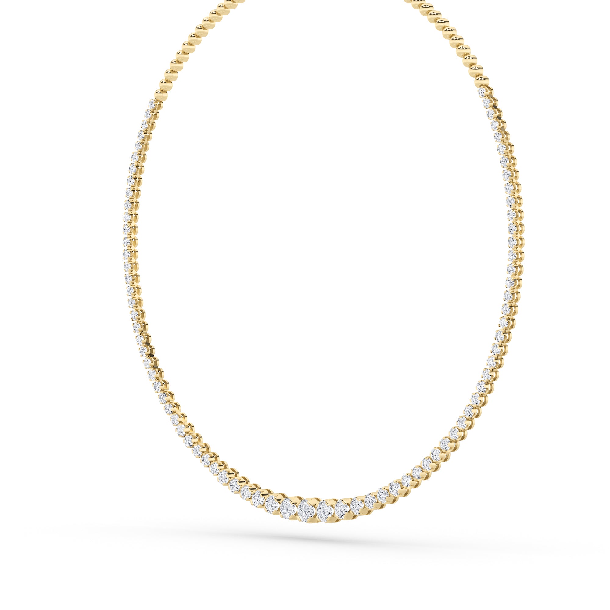 10Cttw Round Shaped Lab Grown Diamond (F/VS) Graduating Half  Riviera Necklace in 14K Gold